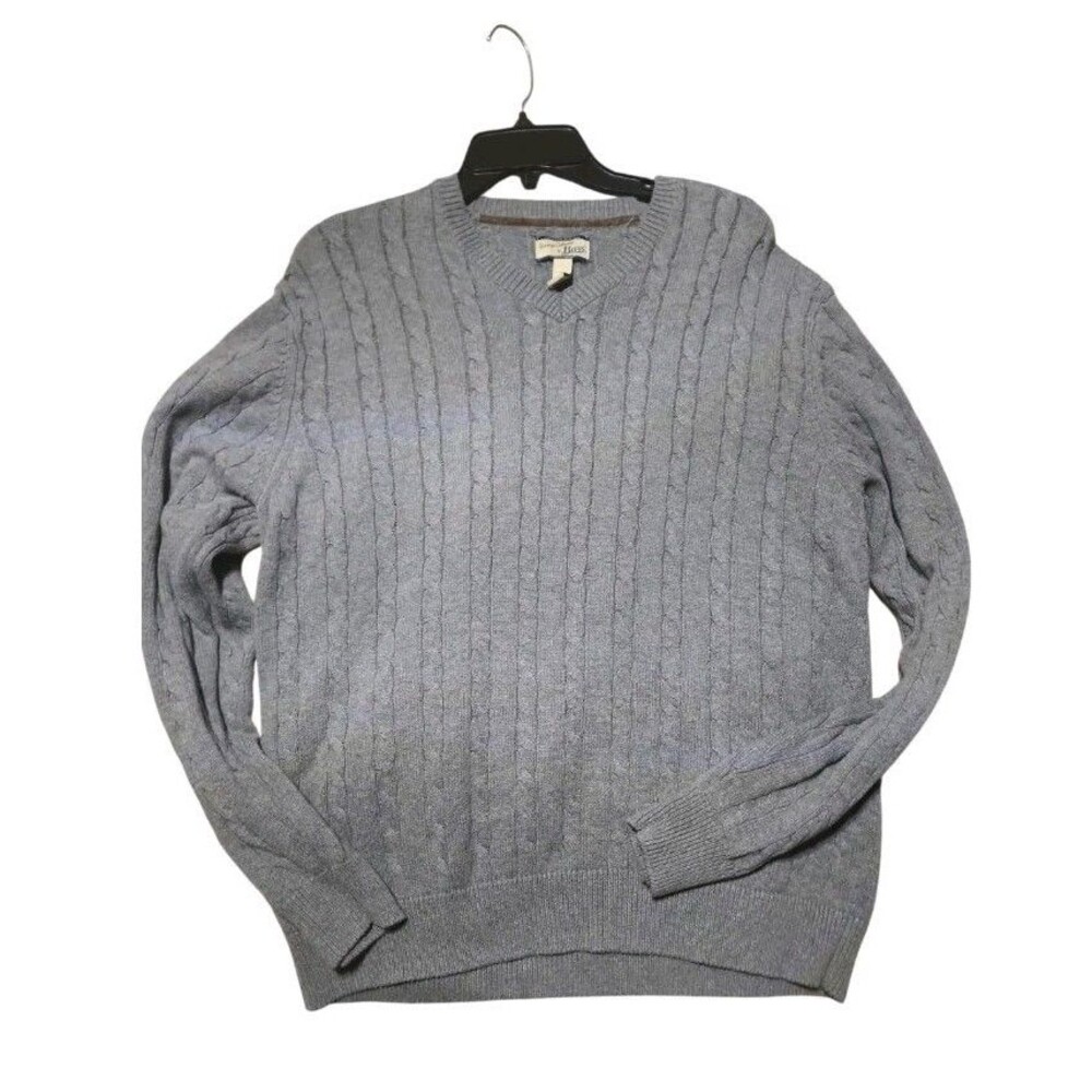 G.H. Bass Heritage Collection Women’s Large Gray Cable Knit Cotton Sweater